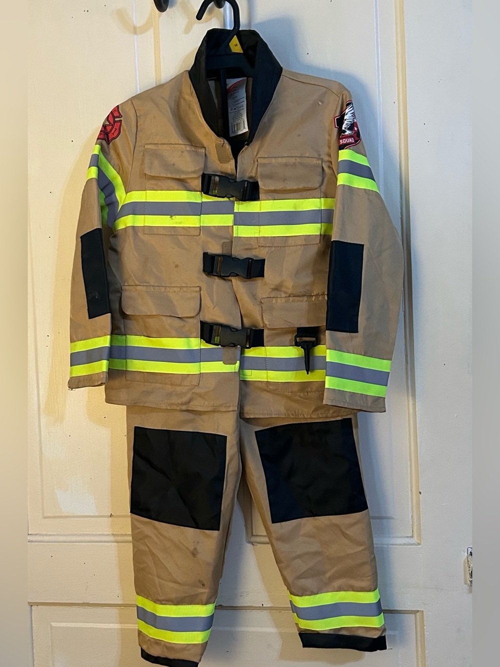 Kids Tan Firefighter Costume with Reflective Stripes